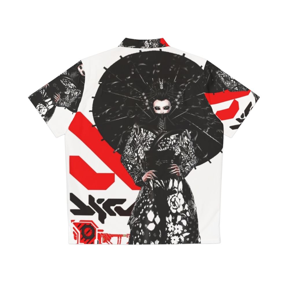 Cyberpunk Geisha Futuristic Urban Hawaiian Shirt - Back