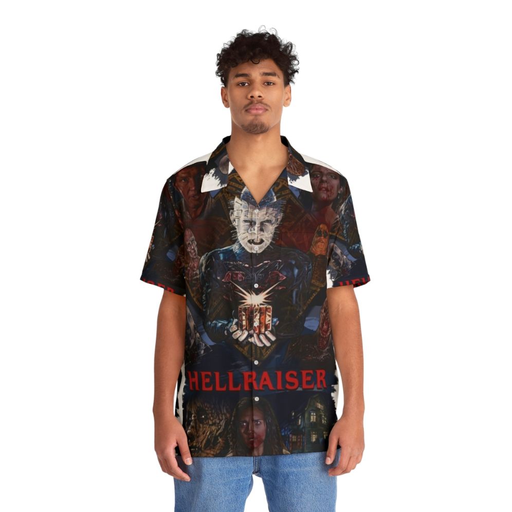 Hellraiser Pinhead Hawaiian Shirt featuring the iconic Cenobite character - People Front