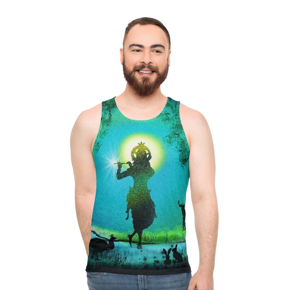 Lord Krishna digital art design on unisex tank top - men