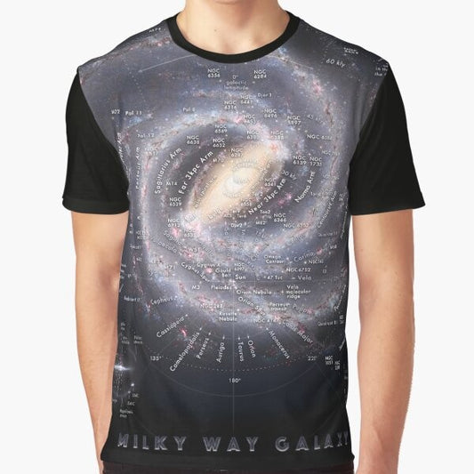 Milky Way Galaxy Map HD Graphic Design T-Shirt for Astronomy Lovers