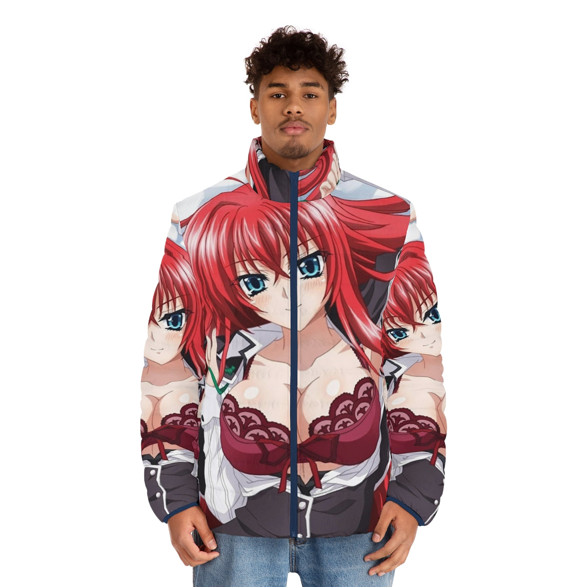 Rias Gremory Puffer Jacket - Highschool DxD Anime Cosplay Apparel - men front