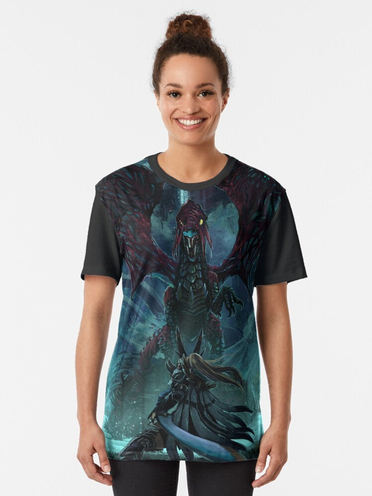 Monster Hunter Vaal Hazak Graphic T-Shirt featuring the deadly Vaal Hazak creature from the Rotten Vale - Women