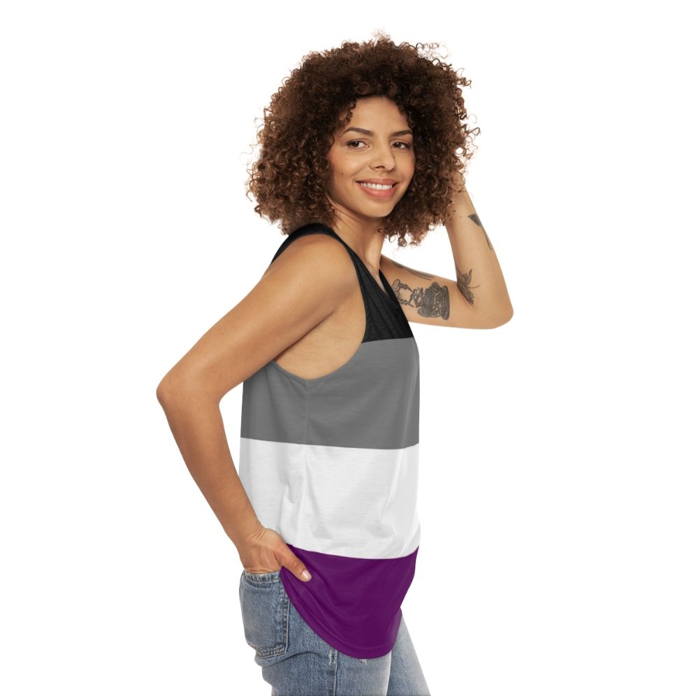 Unisex asexual pride flag tank top - women side