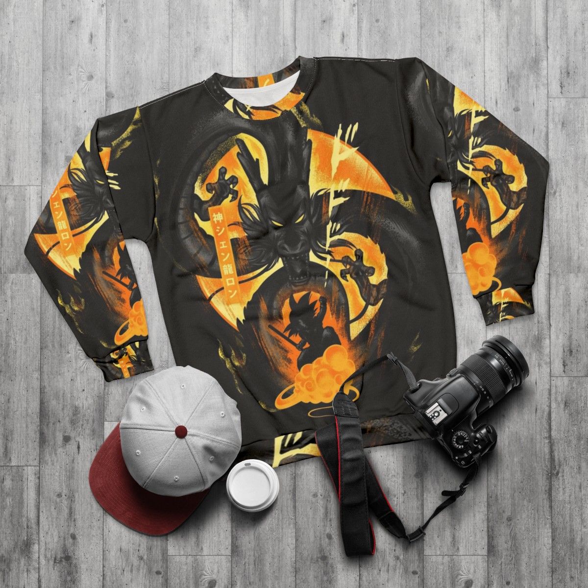 Attack of Shenron Dragon Ball Anime Sweatshirt - flat lay