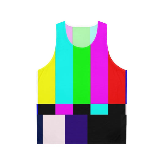 Unisex tank top featuring a no signal TV abstract graphic design