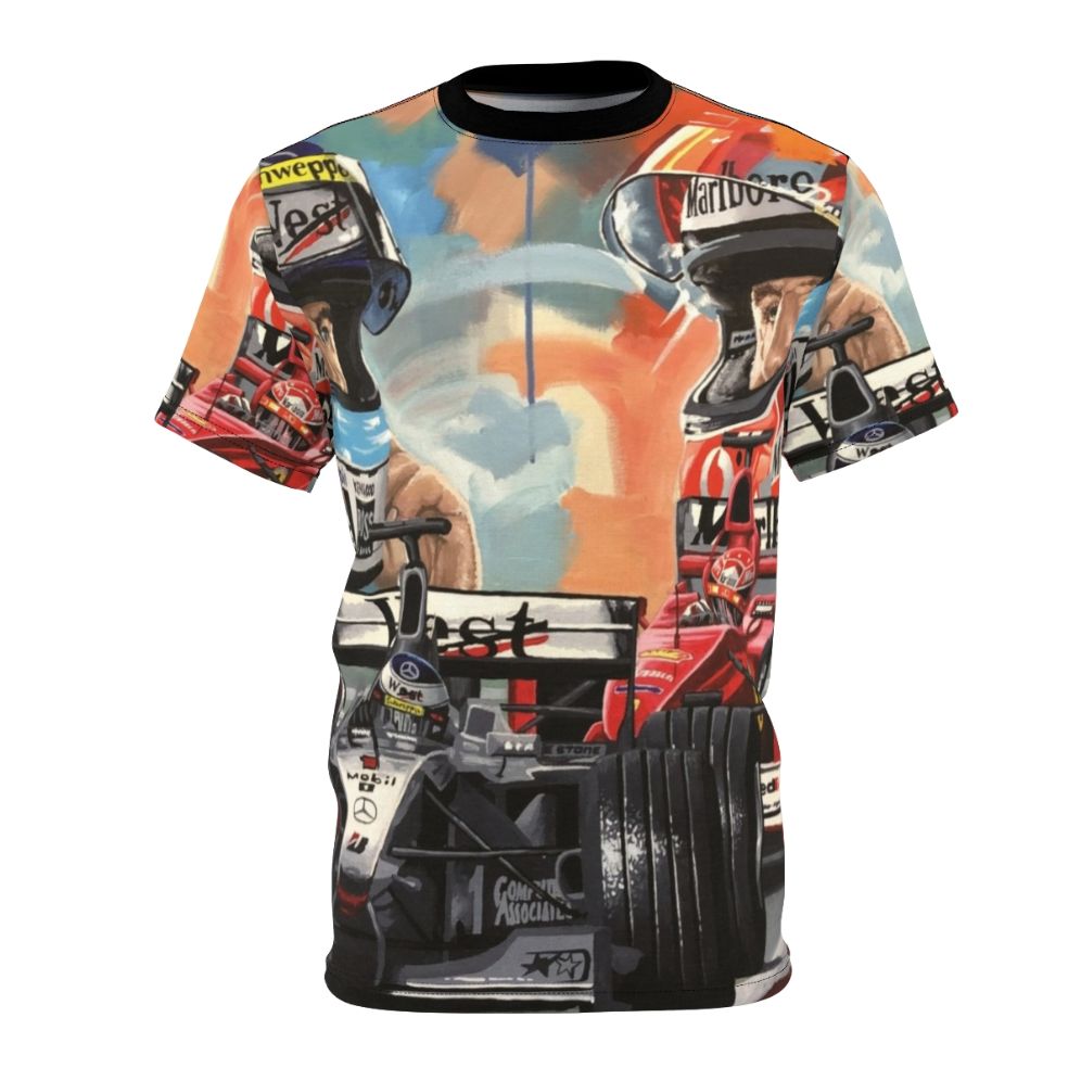 Formula One Racing Inspired T-shirt Featuring Michael Schumacher and Mika Hakkinen