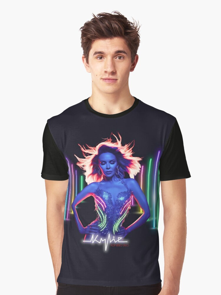 Kylie Minogue Vegas High Tension Tour Graphic T-Shirt featuring a vibrant pop retro disco design - Men