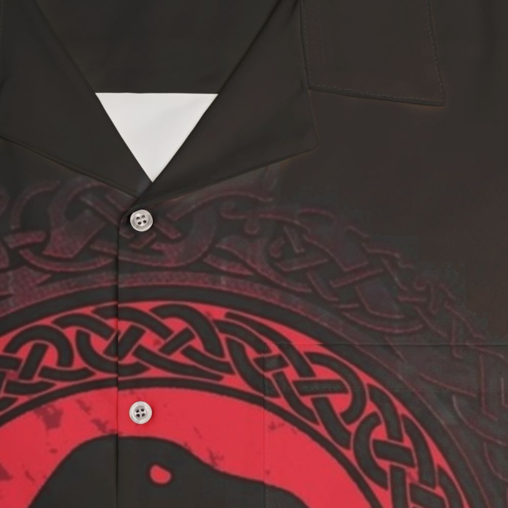 Edda Scandinavian-Inspired Hawaiian Shirt featuring raven and celtic knotwork design - Detail