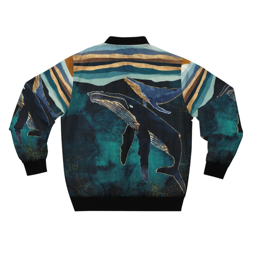 Whales swimming in a moonlit ocean with abstract, contemporary design - Back