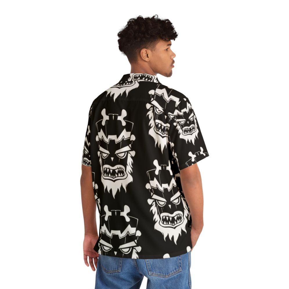 Crash Bandicoot Hawaiian shirt with tiki and evil villain graphics - People Back