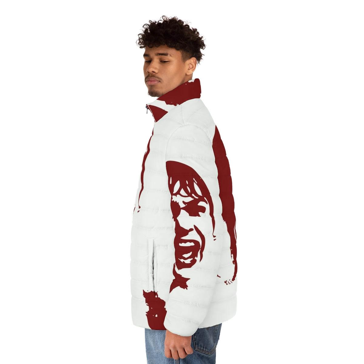 Psycho Puffer Jacket featuring a Hitchcock movie-inspired design - men side left