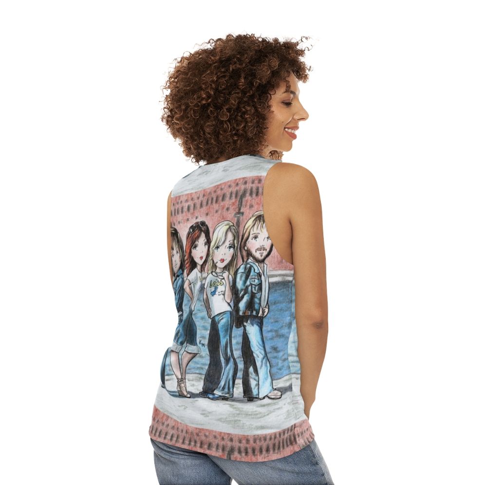 City walking unisex 70s fashion tank top - women back