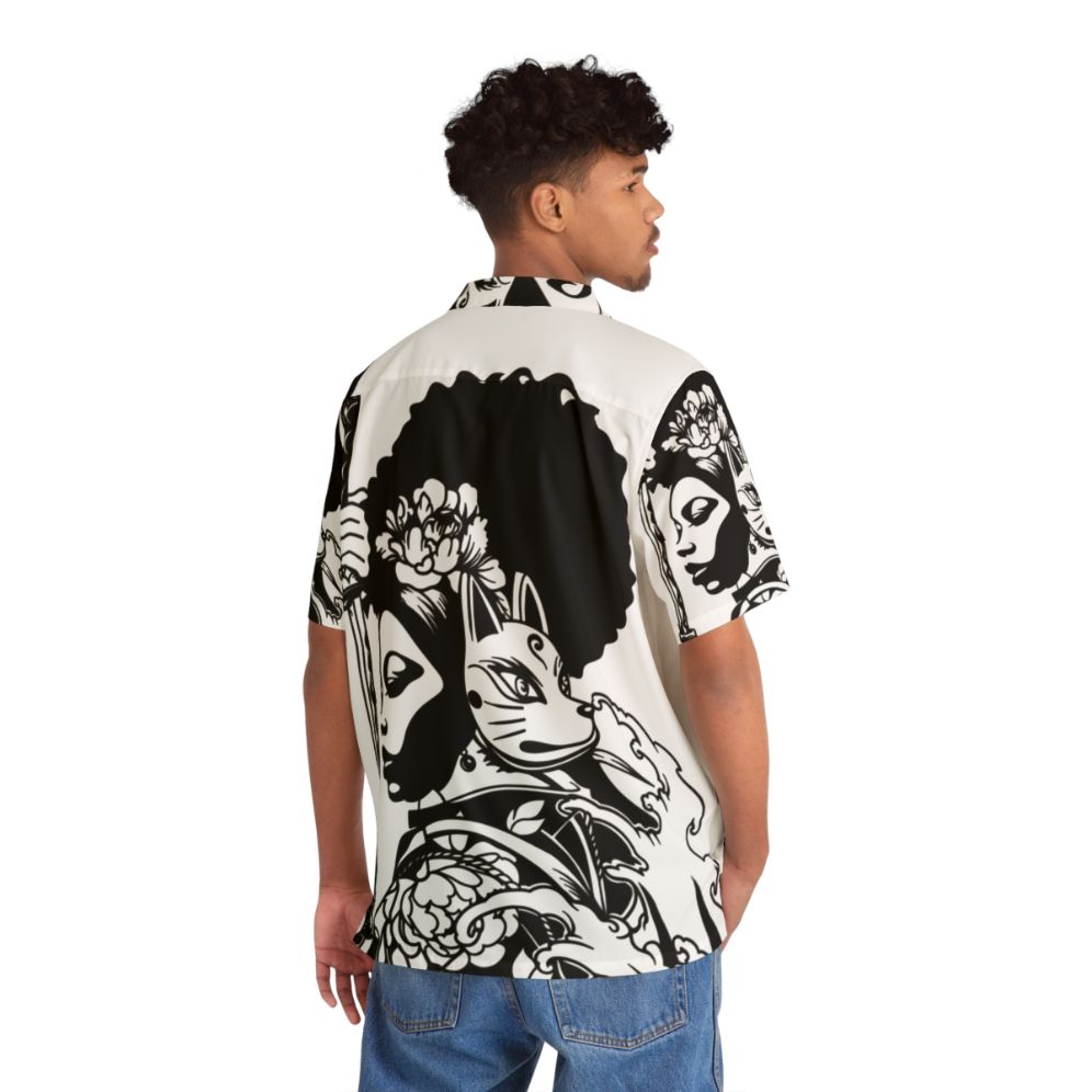 Afua Asantewaa Hawaiian Shirt featuring afro-caribbean tropical design - Flat lay