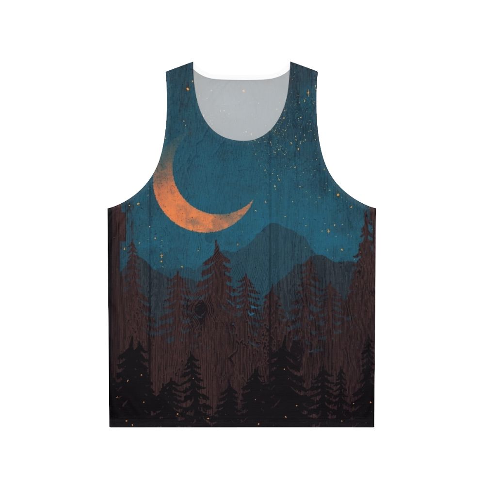 Unisex tank top with nature and night sky design