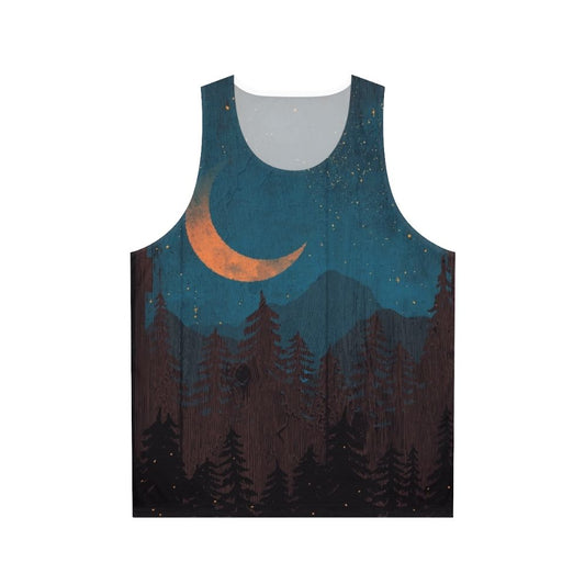 Unisex tank top with nature and night sky design