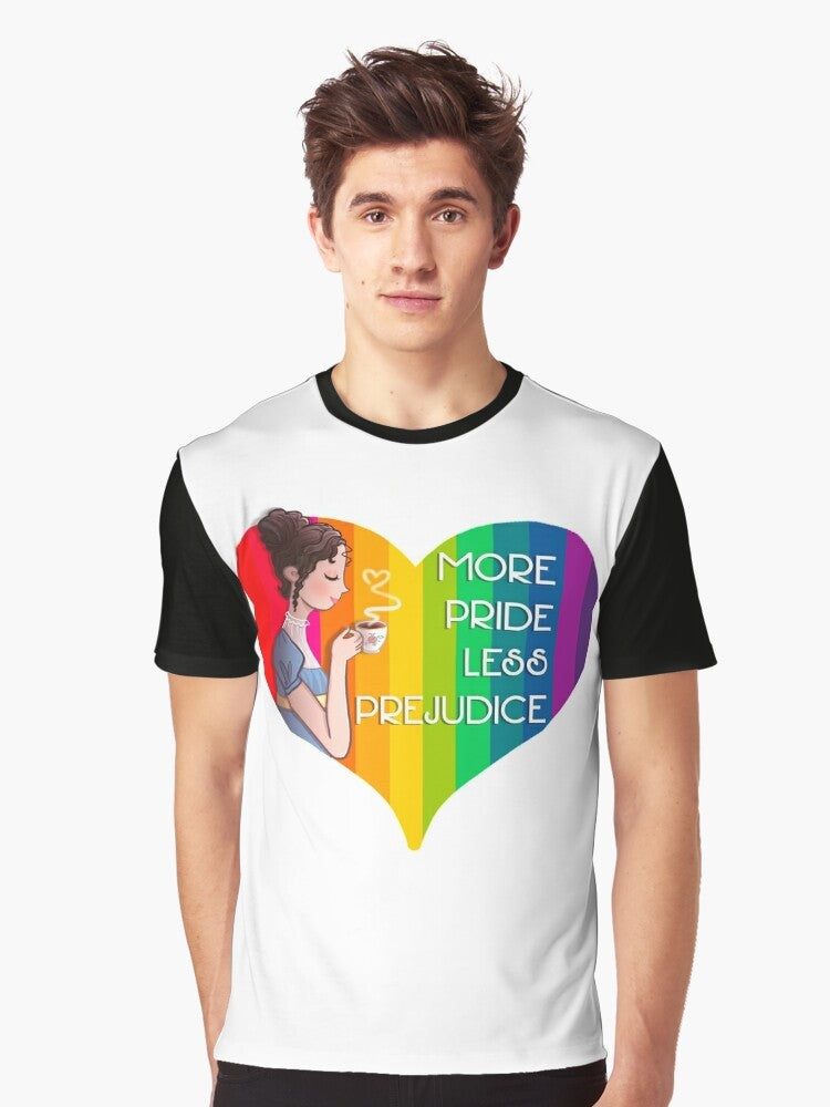 Jane Austen's Pride and Prejudice themed LGBTQ graphic t-shirt design - Men