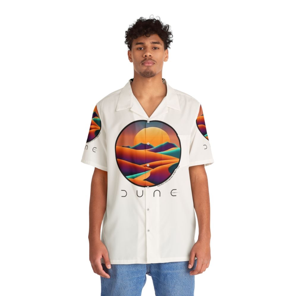 Dune landscape Hawaiian shirt featuring a desert scene - People Front