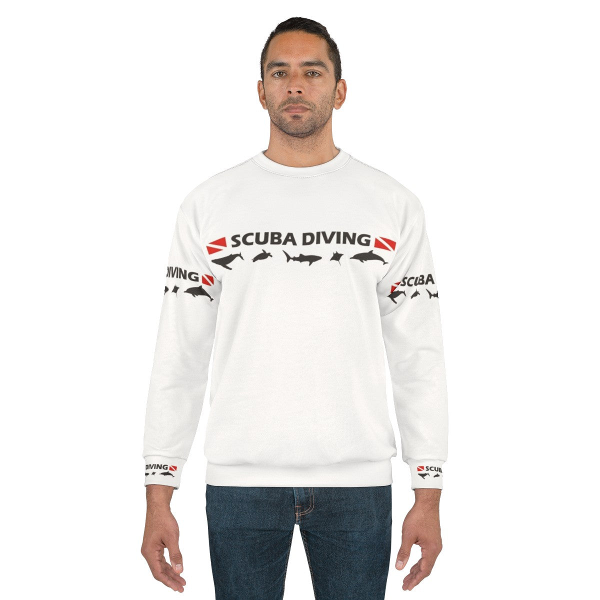 Scuba diving sweatshirt with ocean conservation design - men