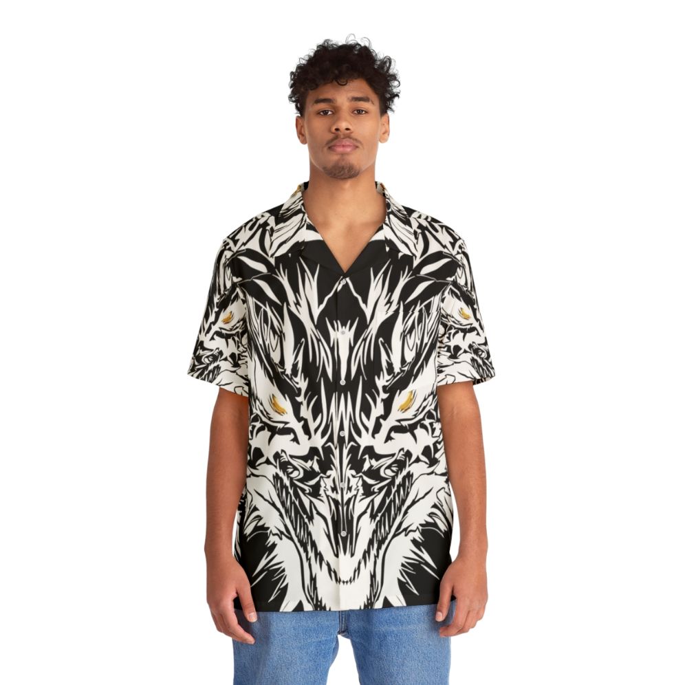 Mystic ice dragon Hawaiian shirt with legendary animal spirits - People Front