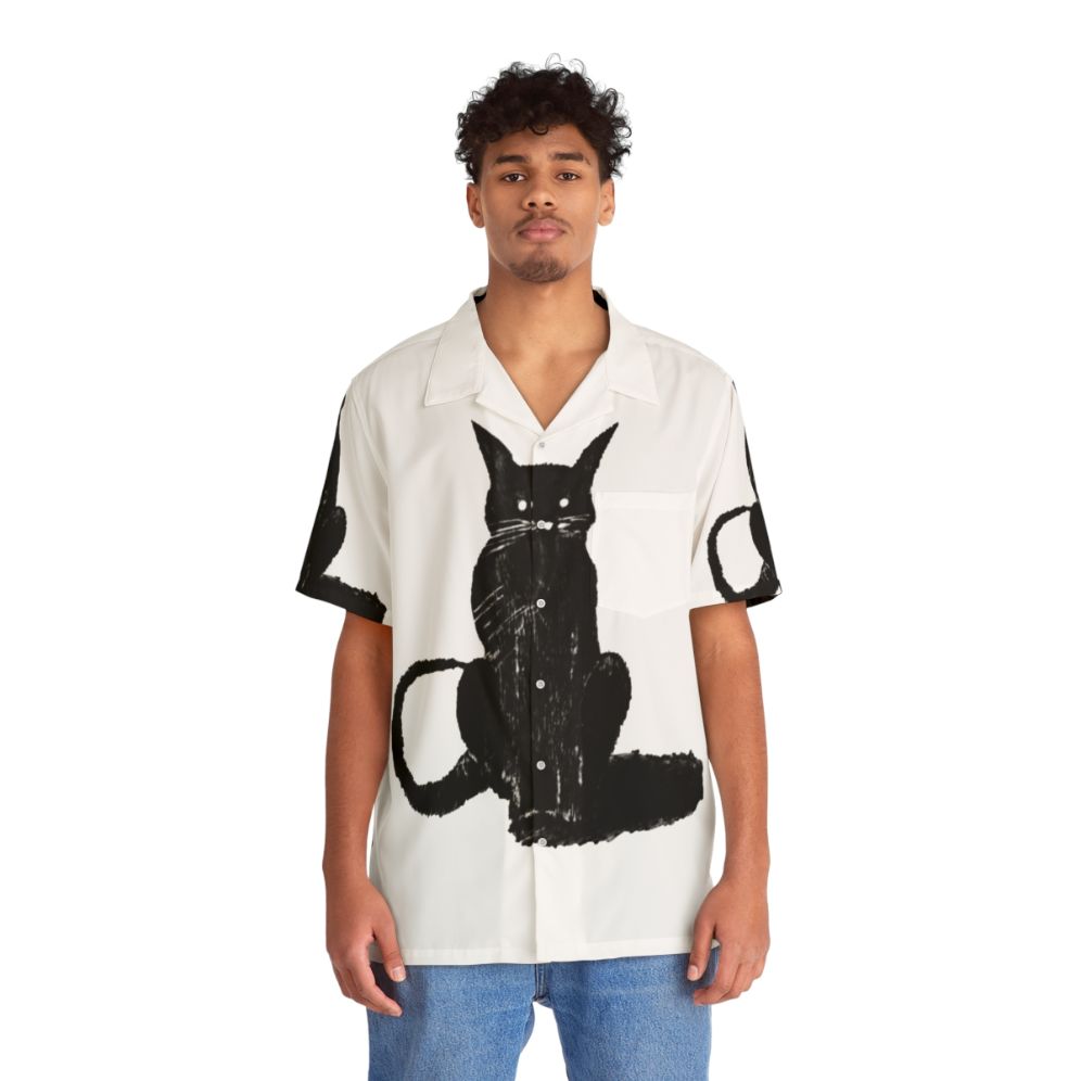 Dark Cat Lover Hawaiian Shirt - People Front