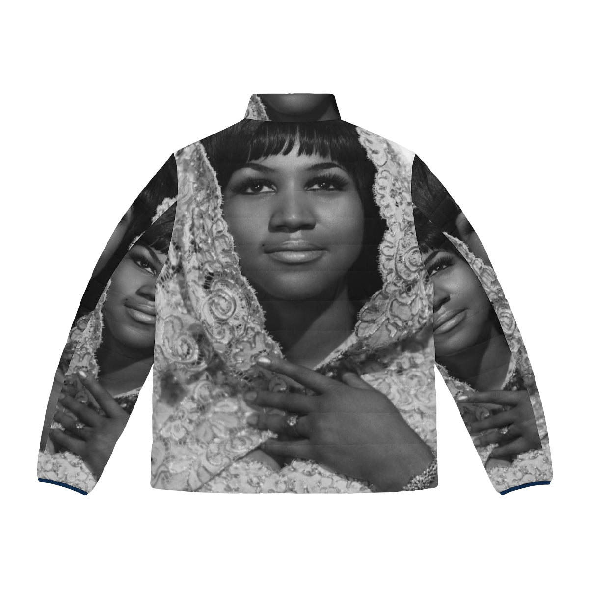 Aretha Franklin Queen of Soul Puffer Jacket featuring the legendary singer's iconic look - Back