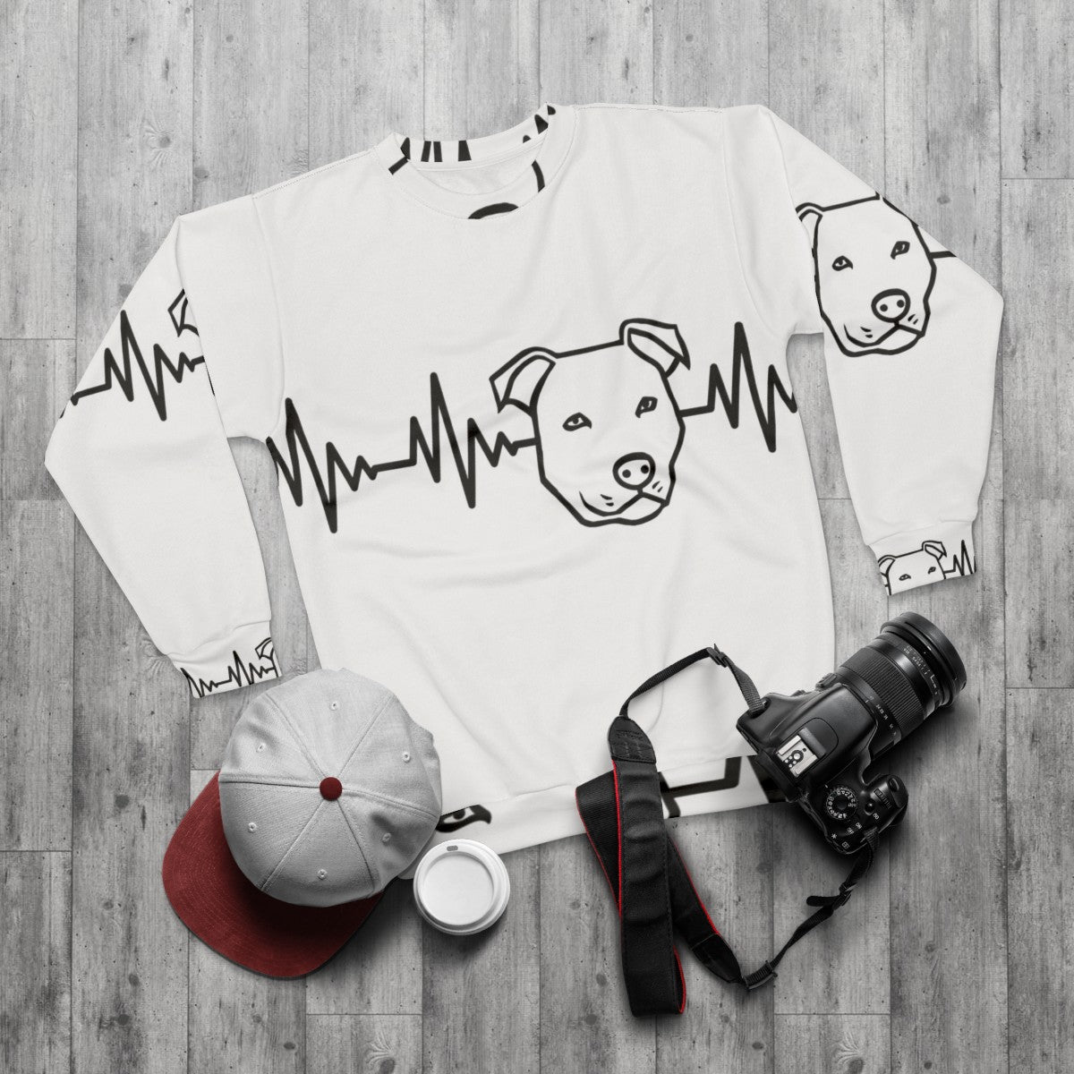 Heartbeat Pitbull Sweatshirt - flat lay