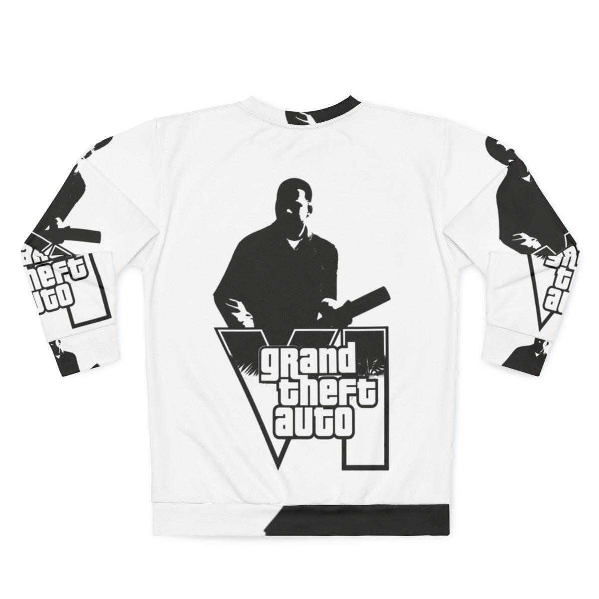 Grand Theft Auto themed sweatshirt with gaming graphics - Back