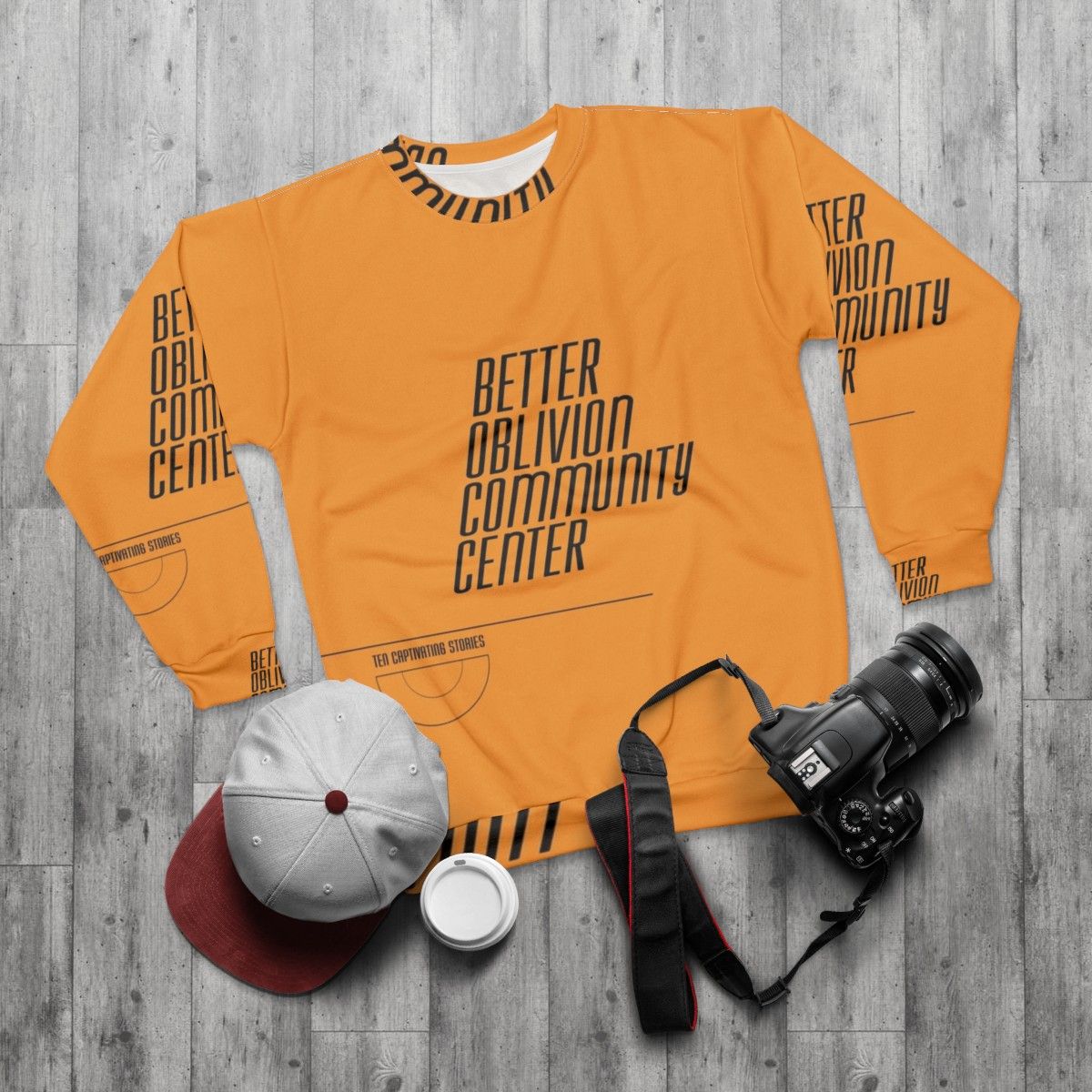 Better Oblivion Community Center Sweatshirt featuring indie artists Connor Oberst and Phoebe Bridgers - flat lay