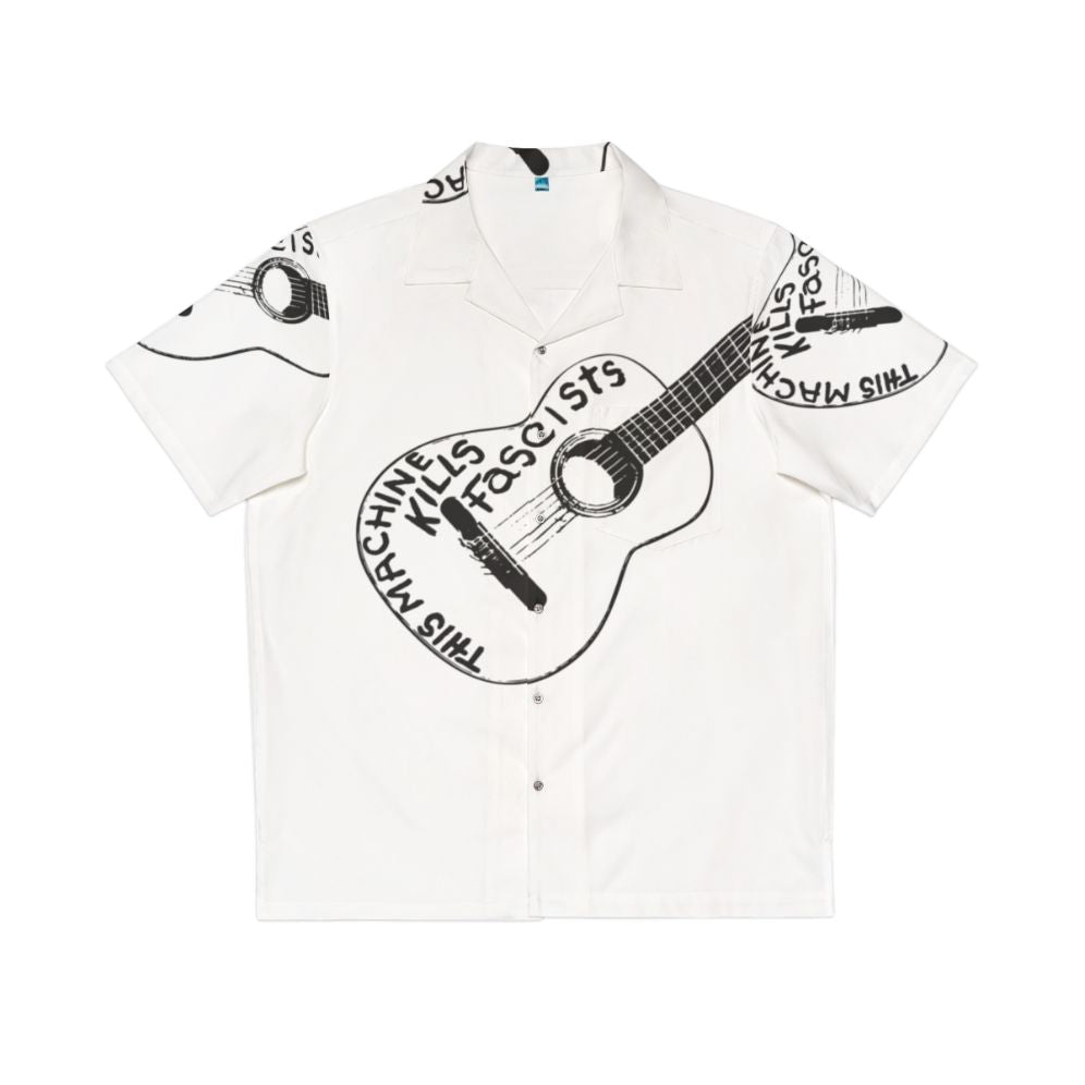 Woody Guthrie inspired "This Machine Kills Fascists" Hawaiian shirt