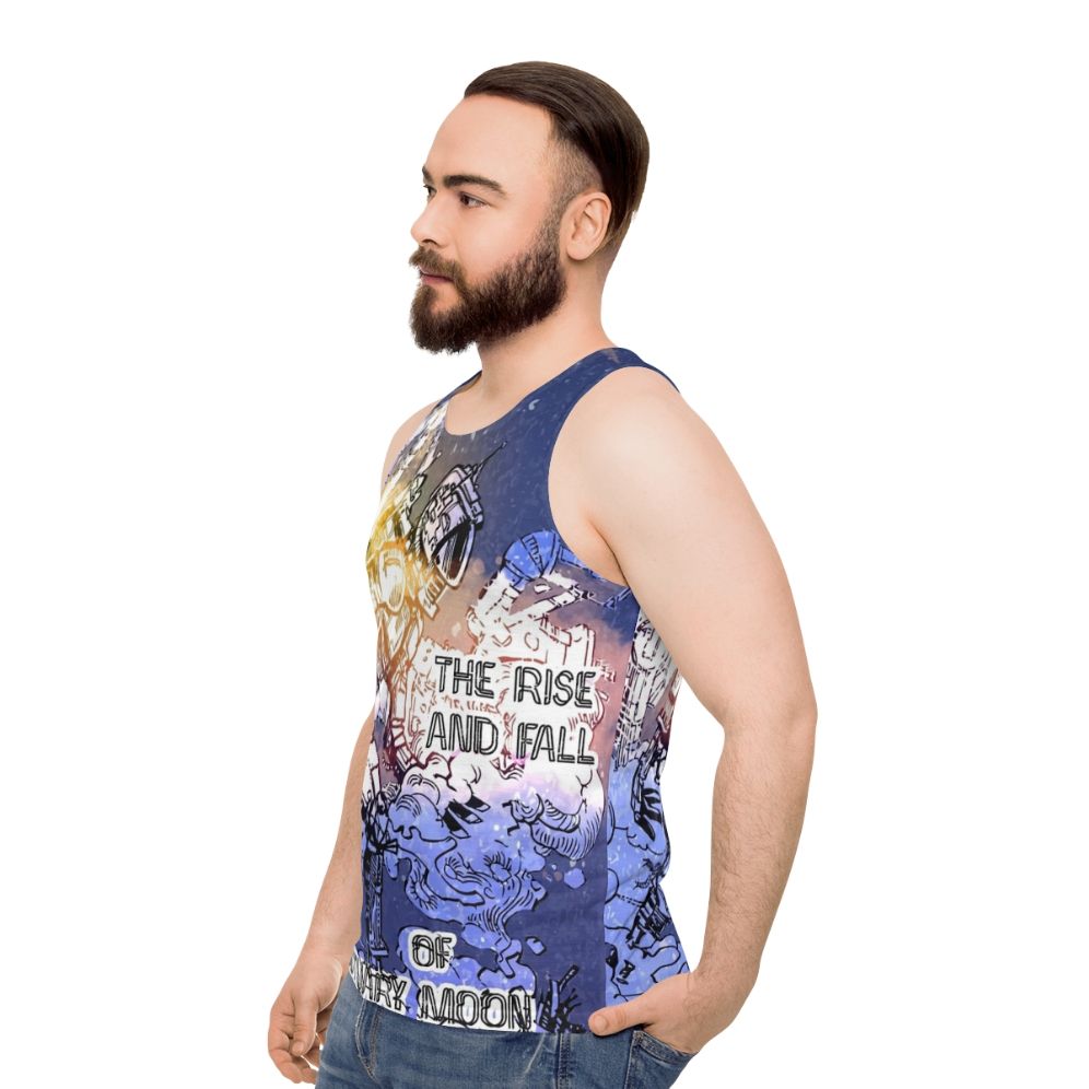 Unisex sci-fi tank top featuring The Rise and Fall of Sanctuary Moon - men side