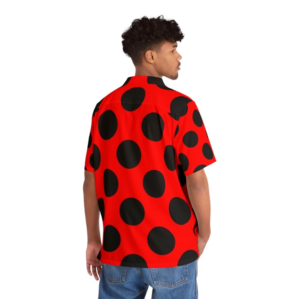 Vibrant lady bug and polka dot print Hawaiian shirt - People Back