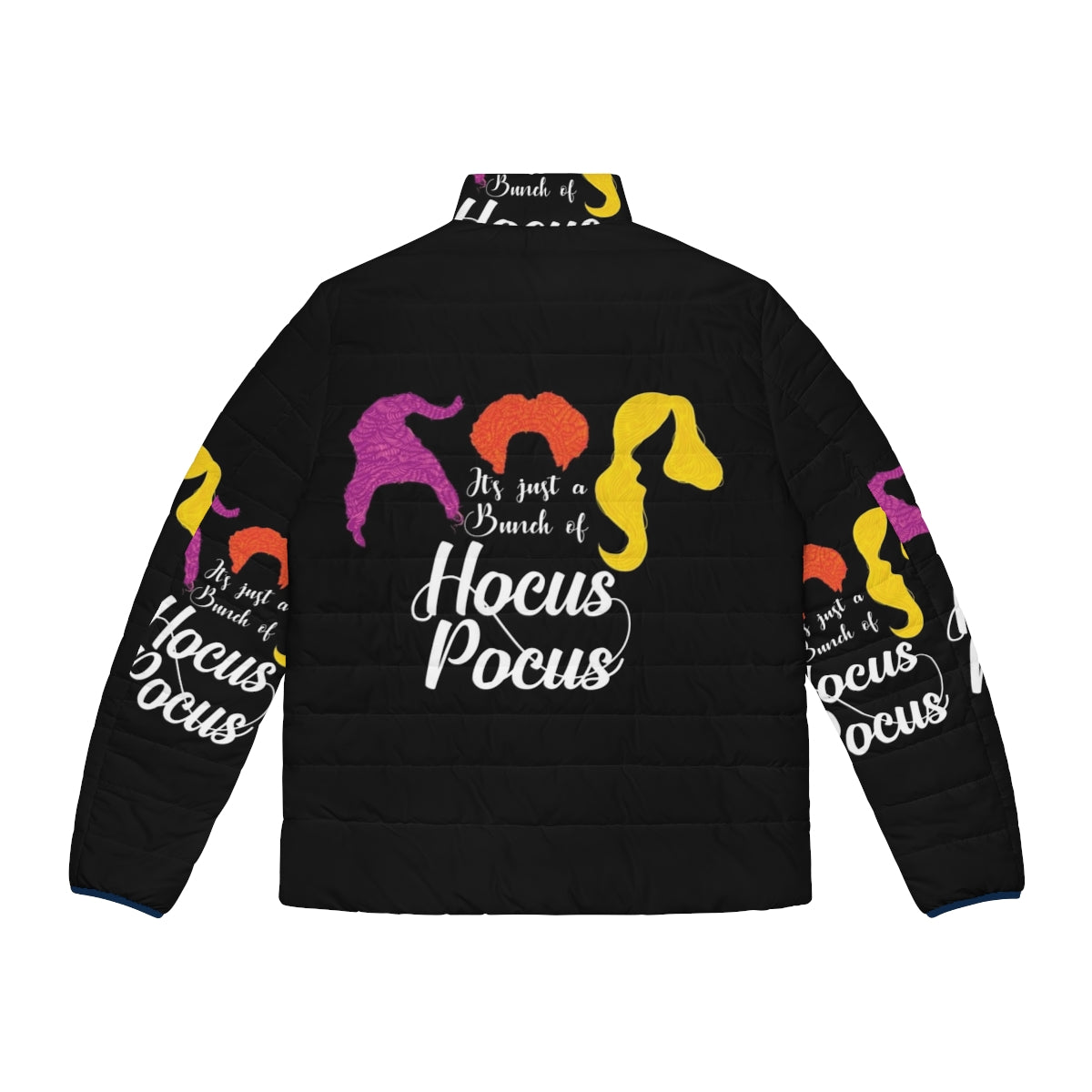 A cozy puffer jacket featuring the iconic "Hocus Pocus" movie logo, perfect for fall and Halloween - Back