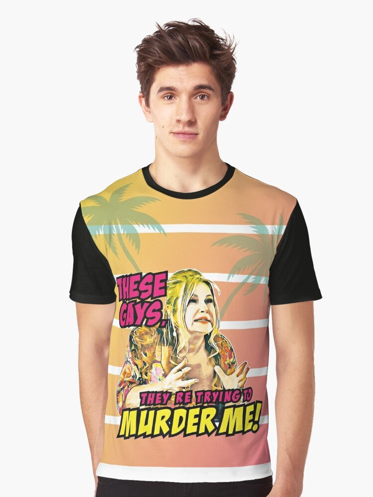 "The White Lotus" graphic t-shirt featuring a parody design related to the comedy TV series and Jennifer Coolidge's character - Men