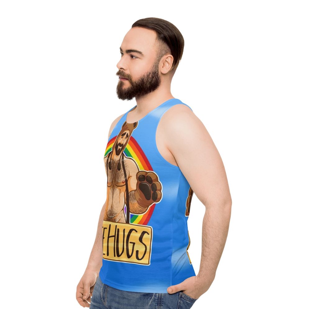 Gay Pride Unisex Tank Top with Bear Graphic - men side