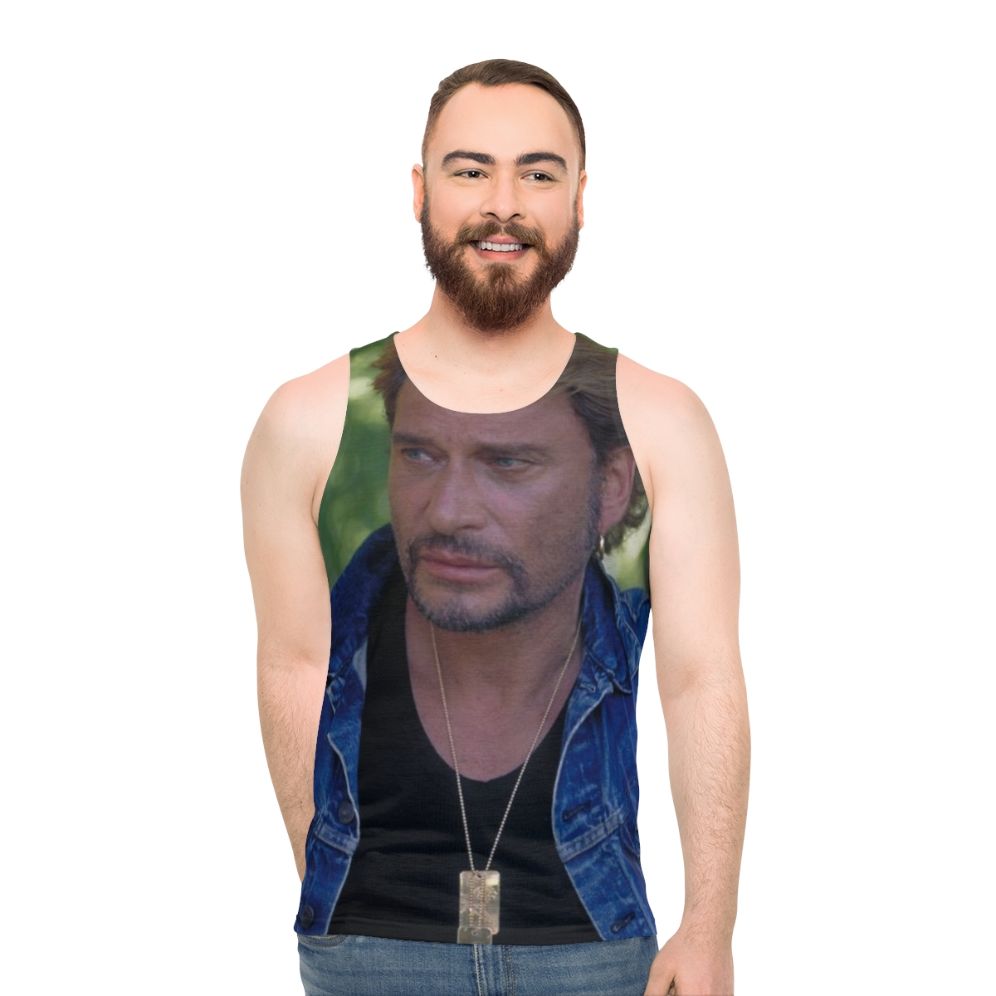 Johnny Hallyday French music icon unisex tank top - men