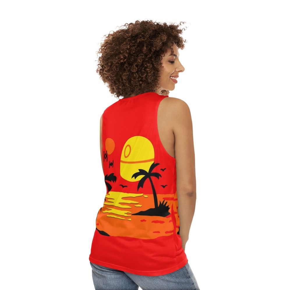 Unisex imperial beach party tank top - women back