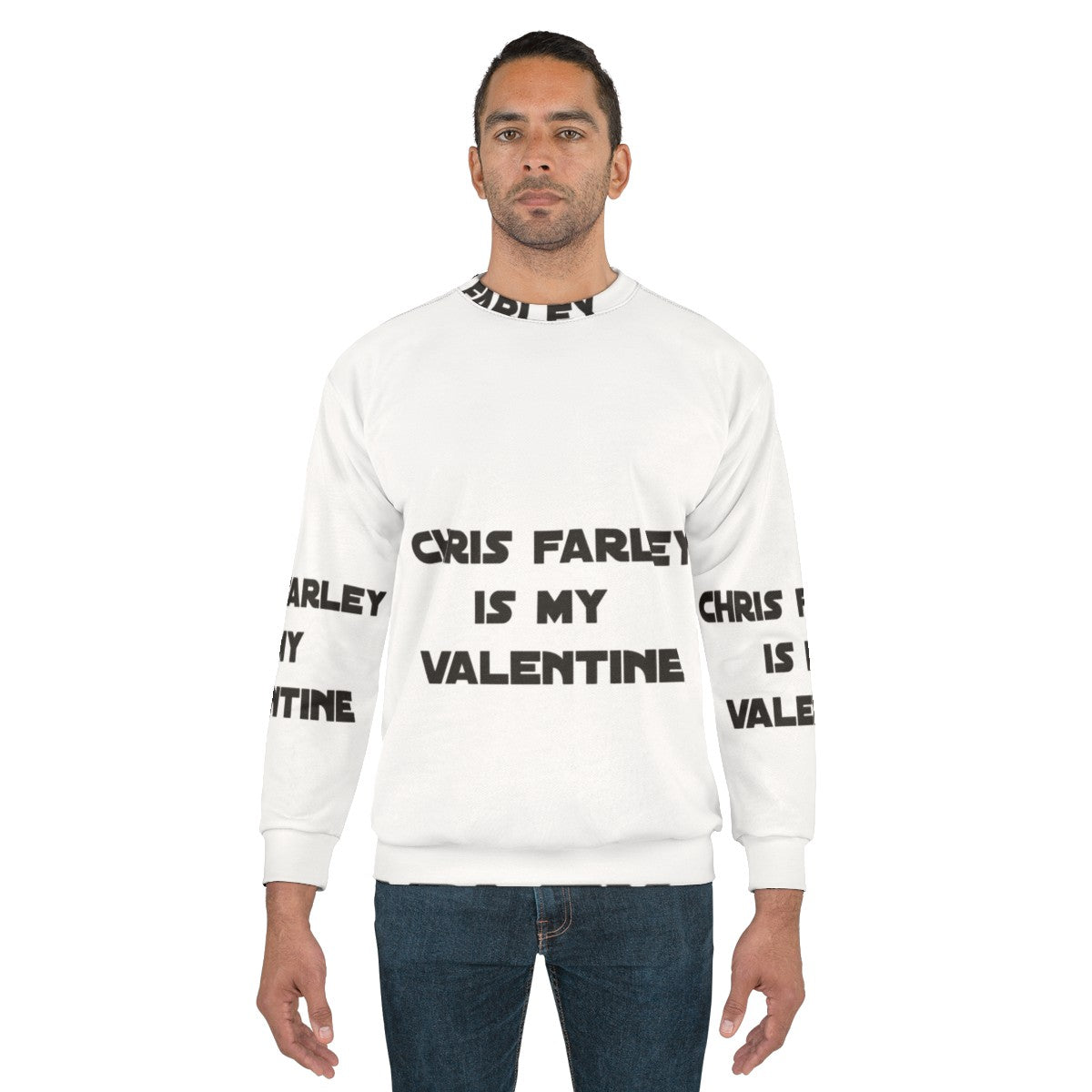 Retro Chris Farley themed sweatshirt with "Is My Valentine" text - men