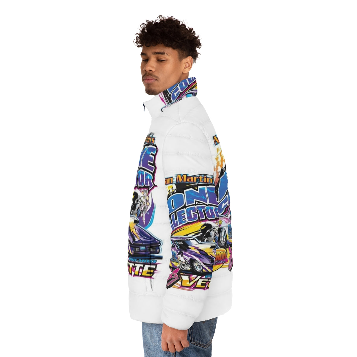 Nathan Martin's Nascar Puffer Jacket with Racing & Music Themes - men side left