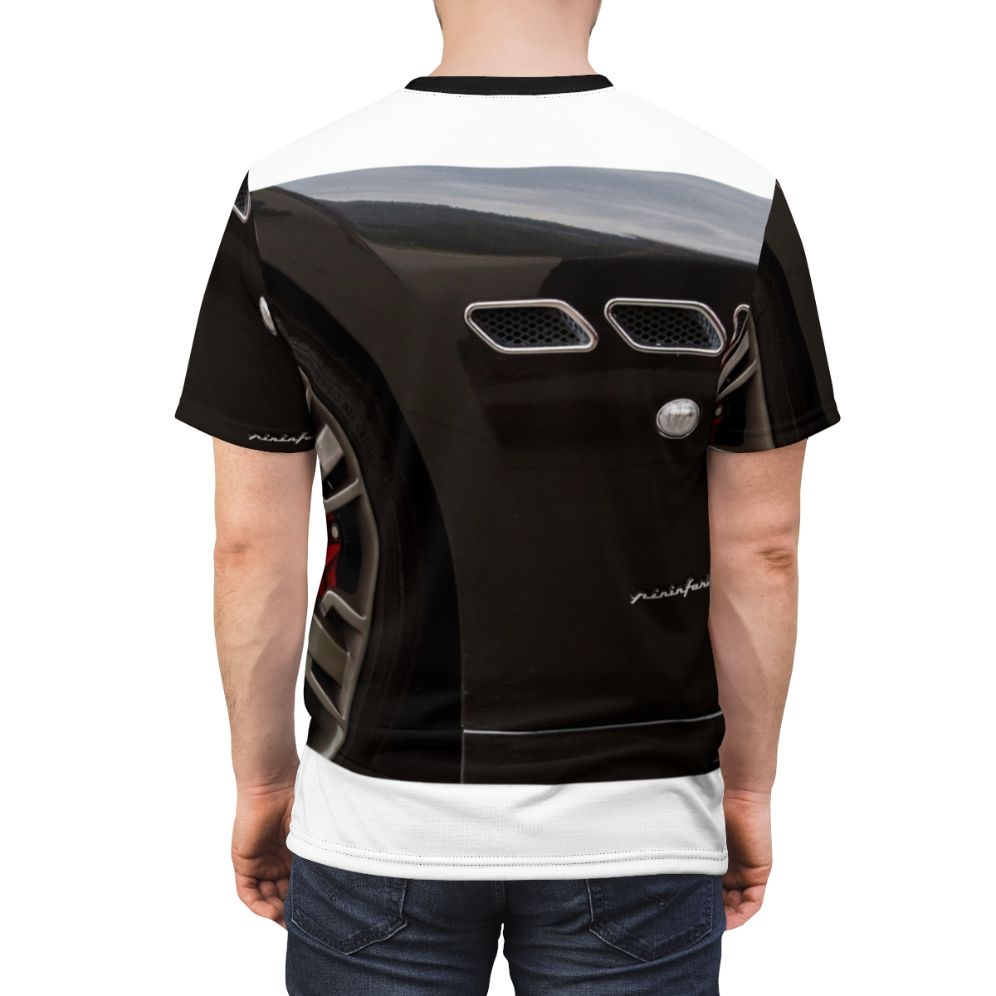 Maserati Granturismo inspired T-shirt featuring detailed automotive graphics - men back