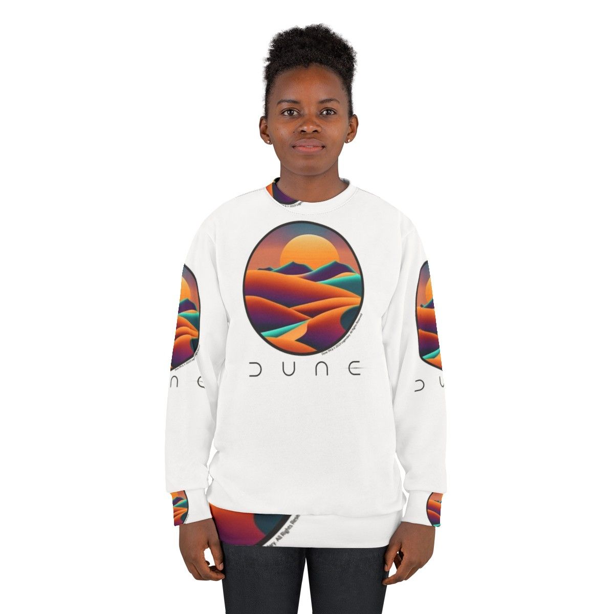 Dune landscape inspired sweatshirt with desert scenery - women