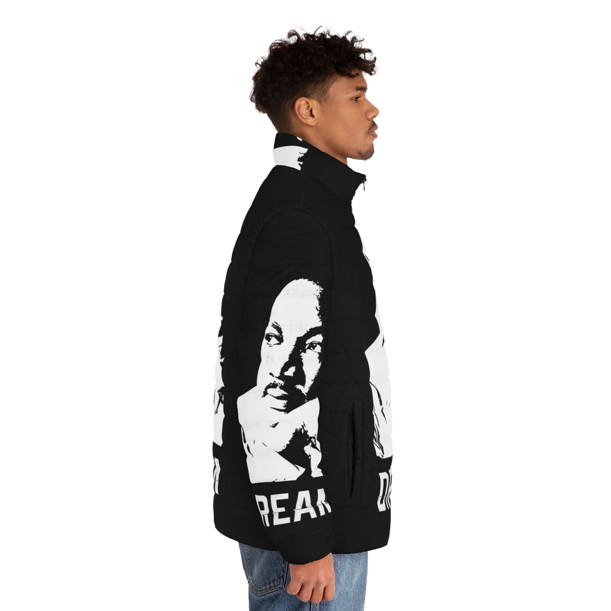 Martin Luther King Jr. puffer jacket featuring "I Have a Dream" design - men side right