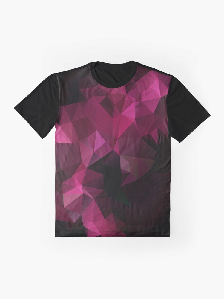 Geometric abstract polygon pattern design on a graphic t-shirt - Flat lay