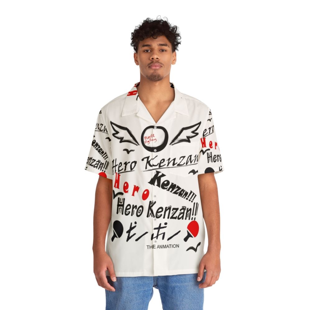 Stylish Hawaiian ping pong shirt with anime-inspired design - People Front