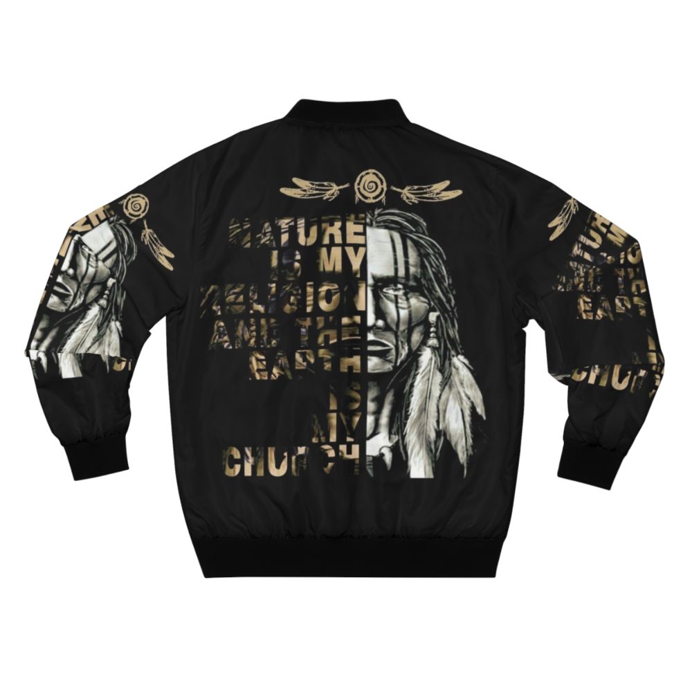 Tribal Nature Bomber Jacket featuring indigenous designs and symbols - Back