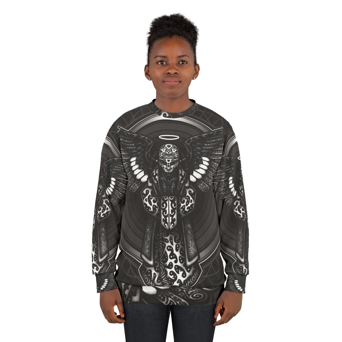 Anunnaki-inspired sweatshirt with ancient Sumerian symbols - women