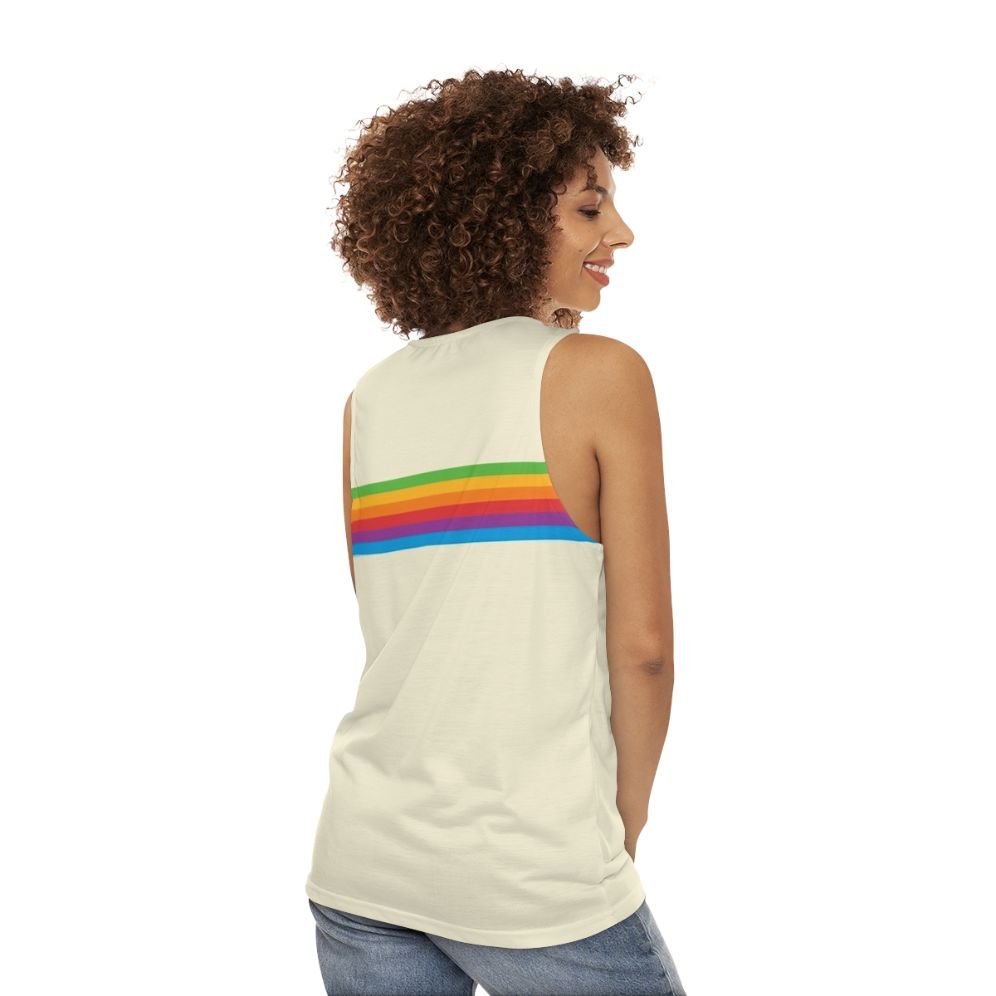 Retro Apple Rainbow Tank Top - Colorful, Vintage-Inspired Unisex Apparel - women back