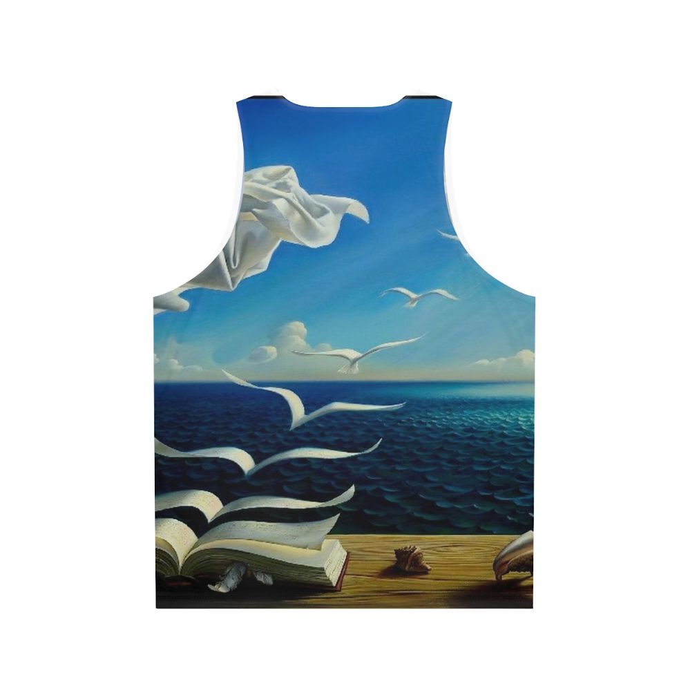 Surreal fantasy bird art vintage inspired unisex tank top - Back