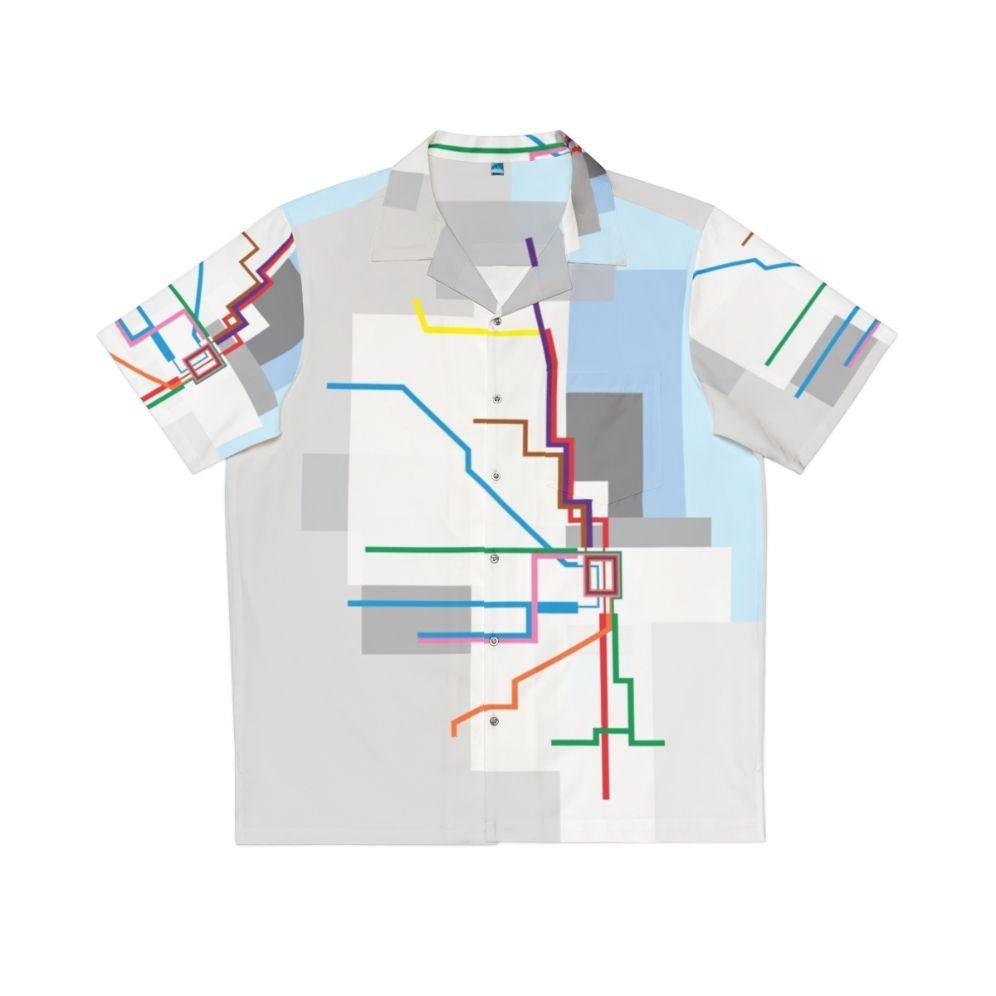 Chicago Transit Map Lake Hawaiian Shirt with City Skyline