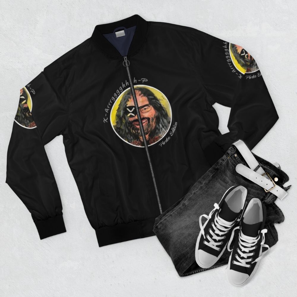 XRP Crypto Enthusiast Bomber Jacket with David Schwartz Design - Flat lay