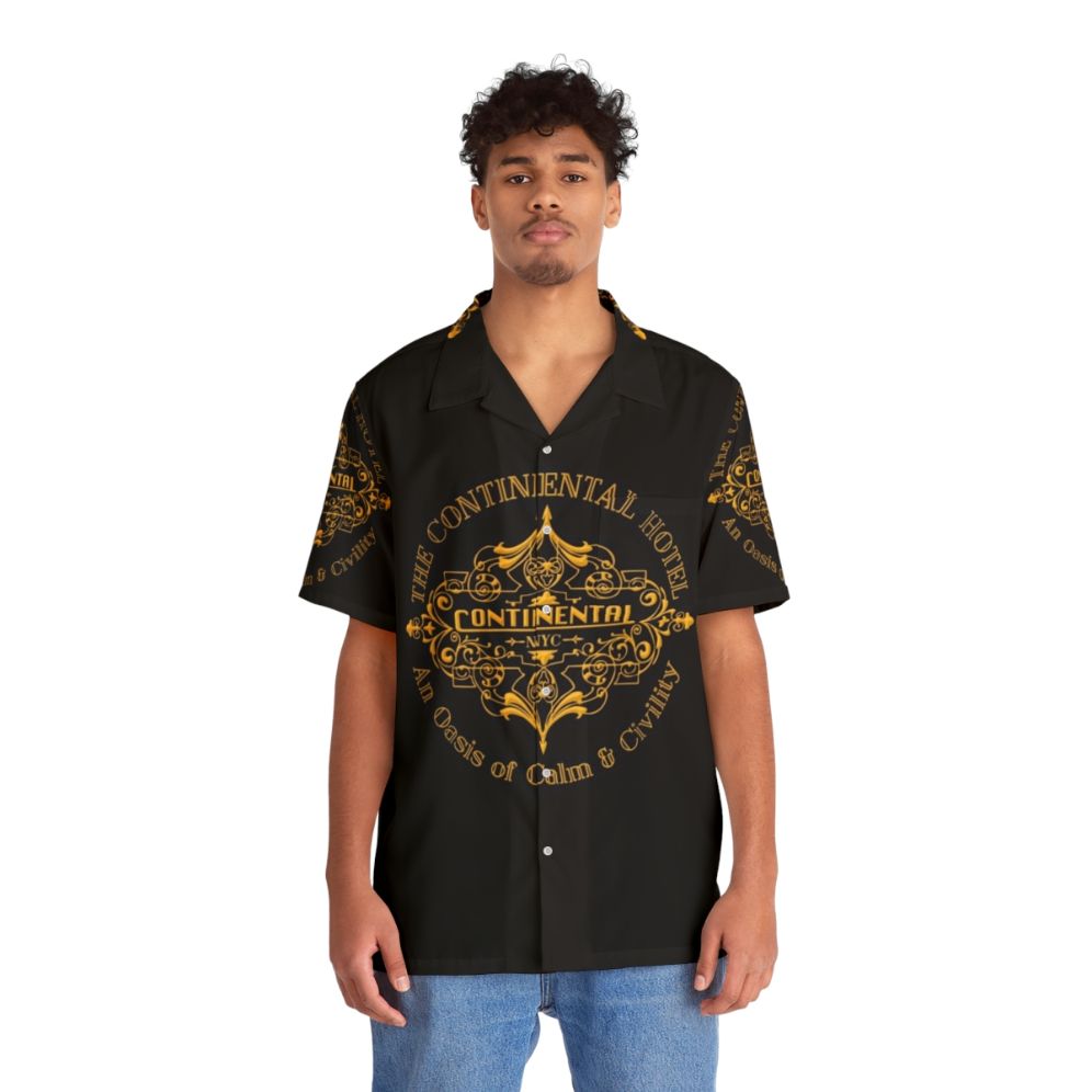 Vintage John Wick Continental Hotel Hawaiian Shirt - People Front